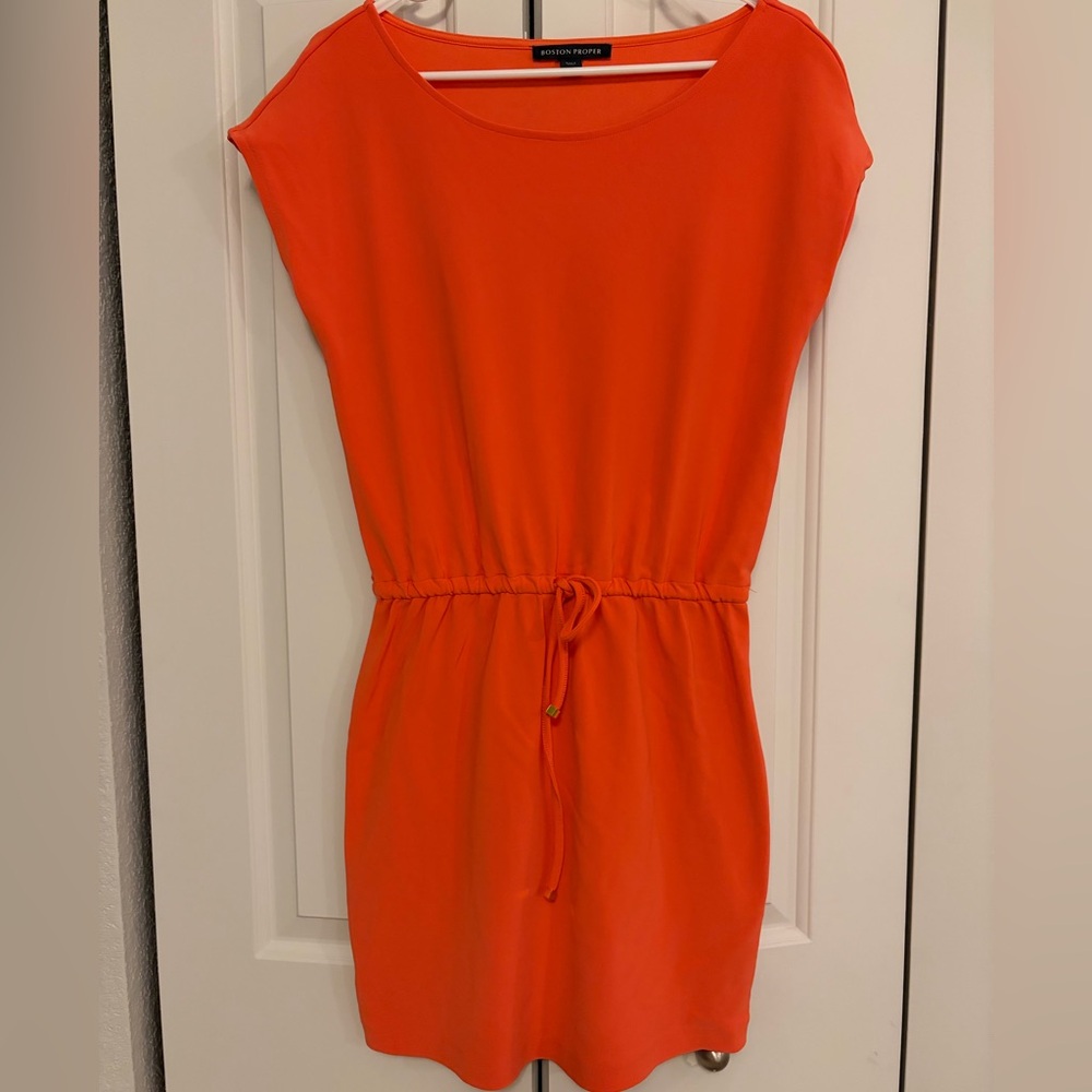 Boston Proper Bold Orange Dress
